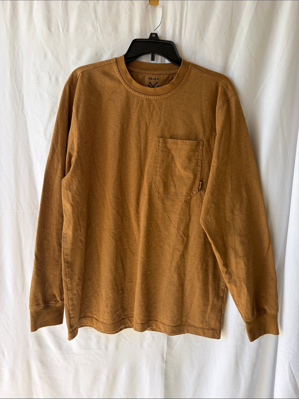 Men's Long Sleeve Pocket Tee in Rust Brown by